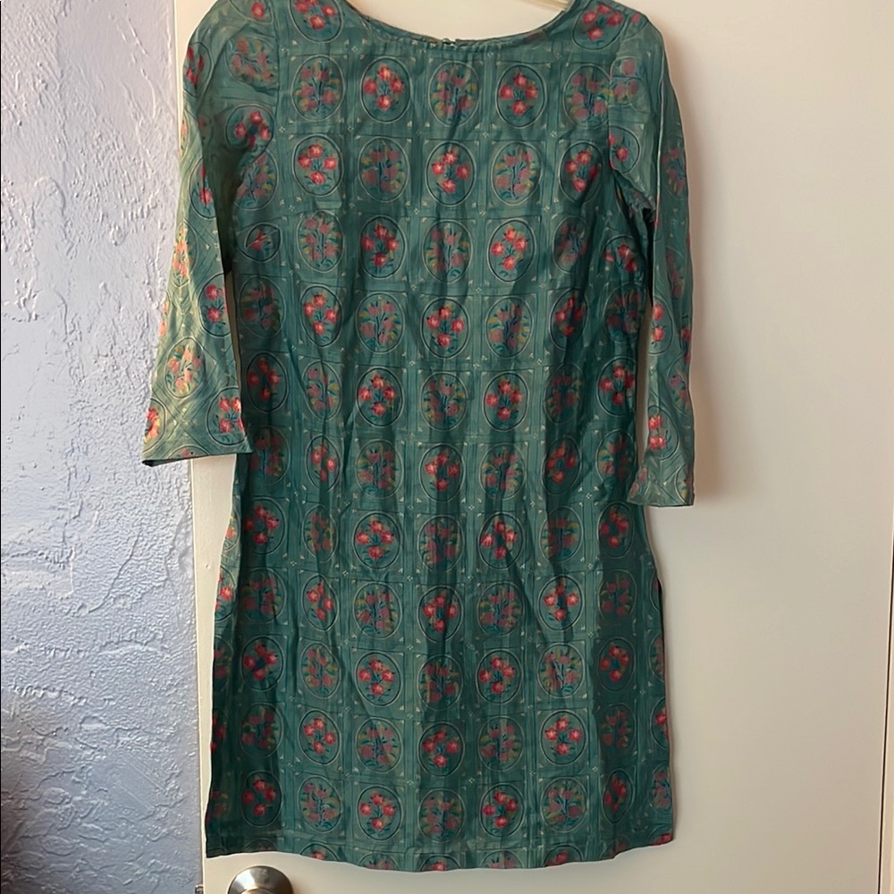 3 for $25! Elegant Green Floral Cotton Silk Sari, size XS